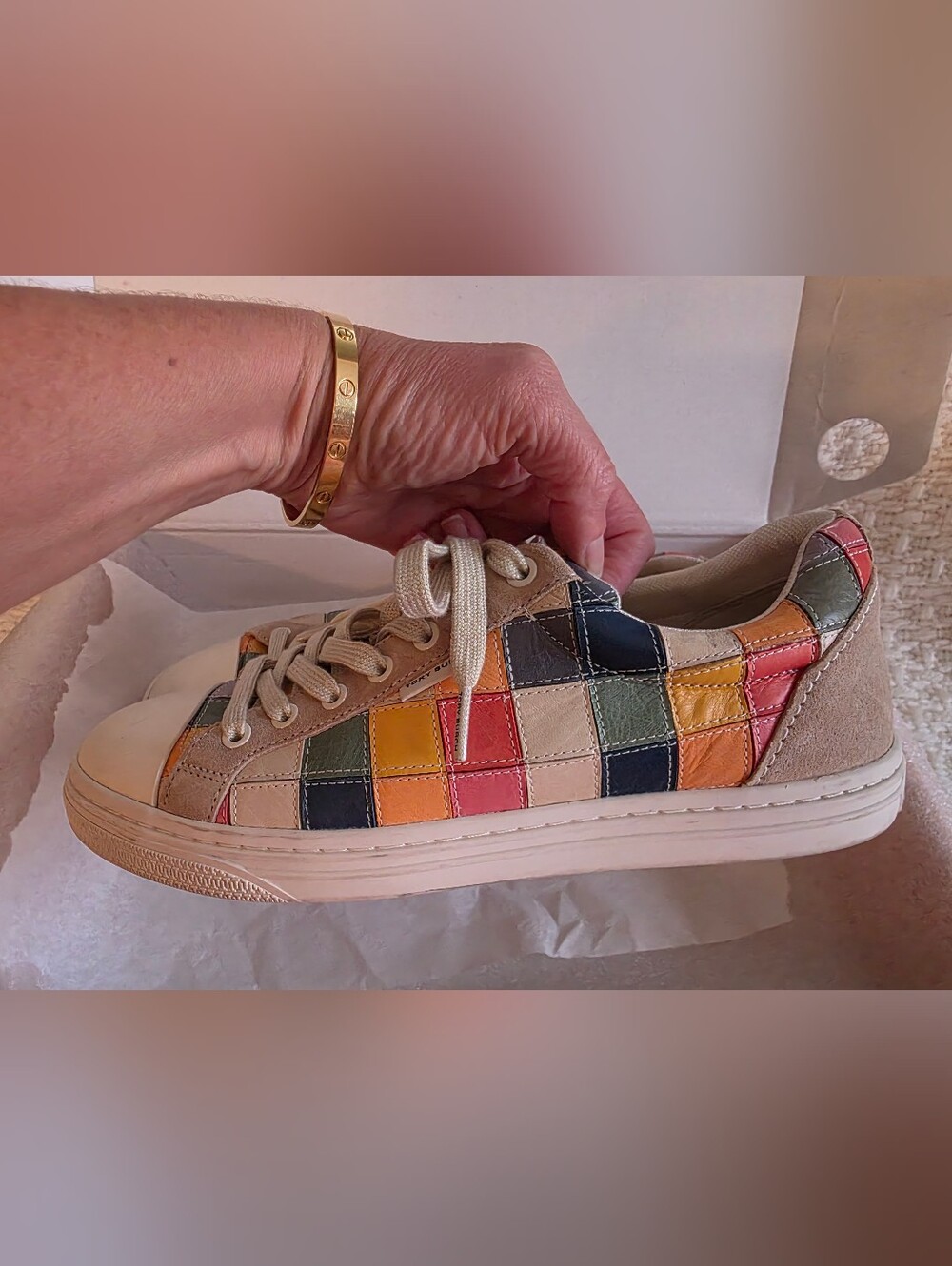 Tory Burch Multicolor Patchwork Leather Low-Top Sneakers